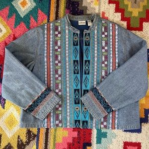 CHICO’S Embroidered Denim Jacket